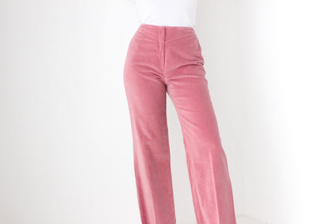 80s Cotton Felt Textured Bubblegum Trousers