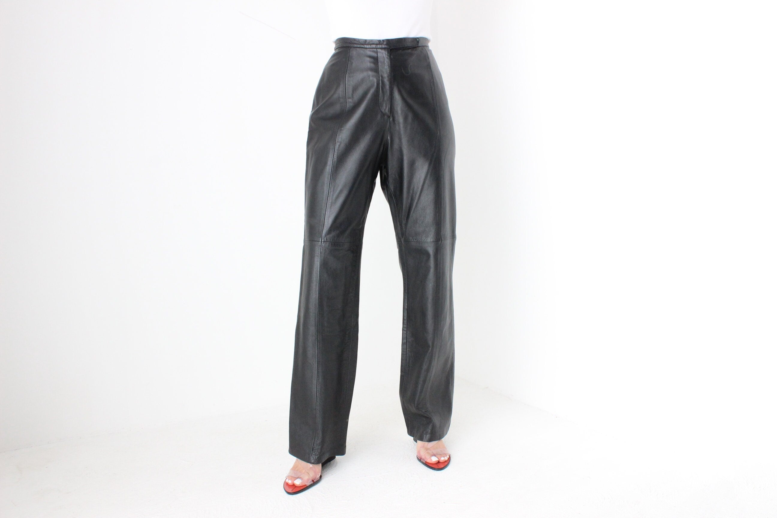 Y2K Softest Lambskin Leather Relaxed Bootcut Pants