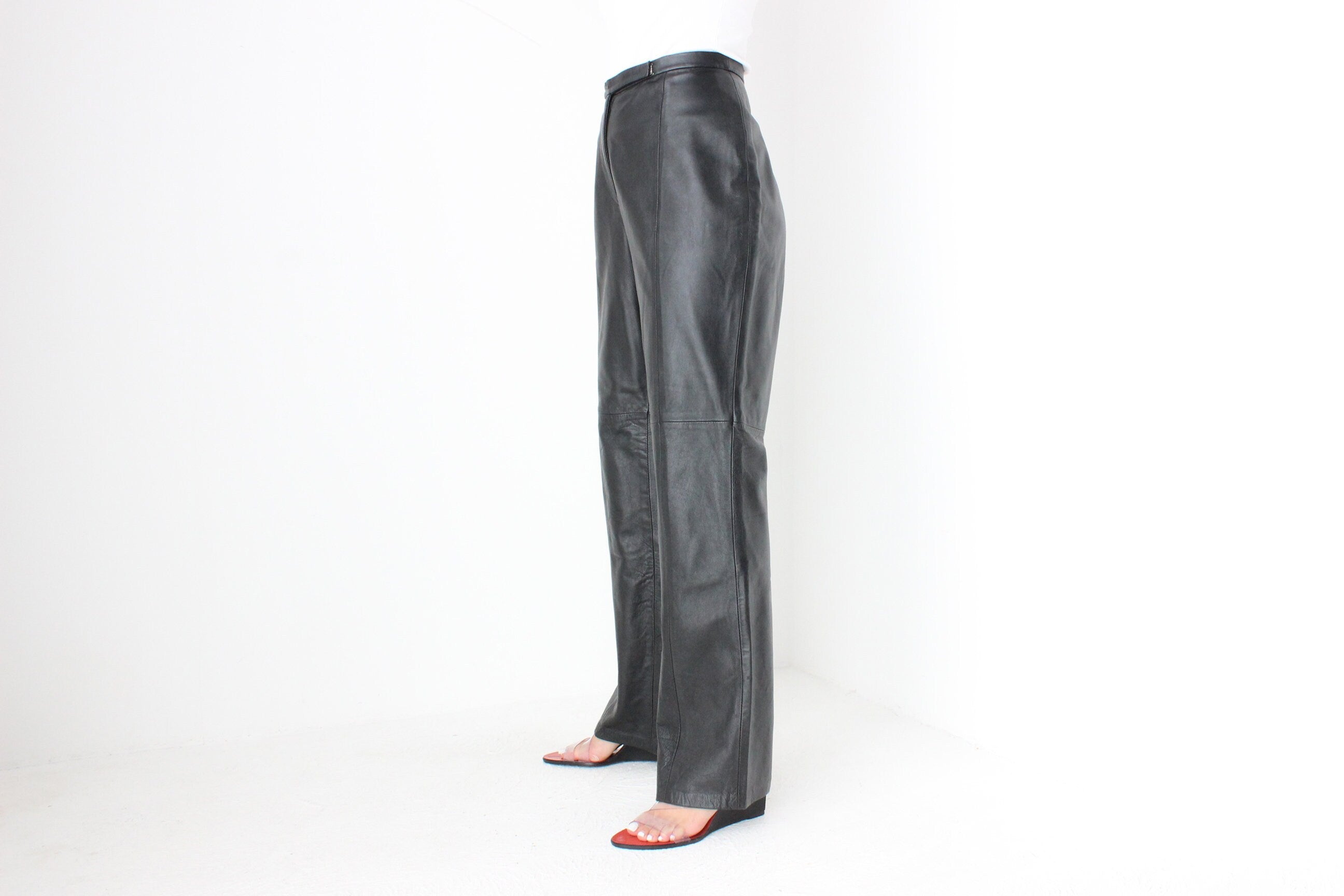 Y2K Softest Lambskin Leather Relaxed Bootcut Pants