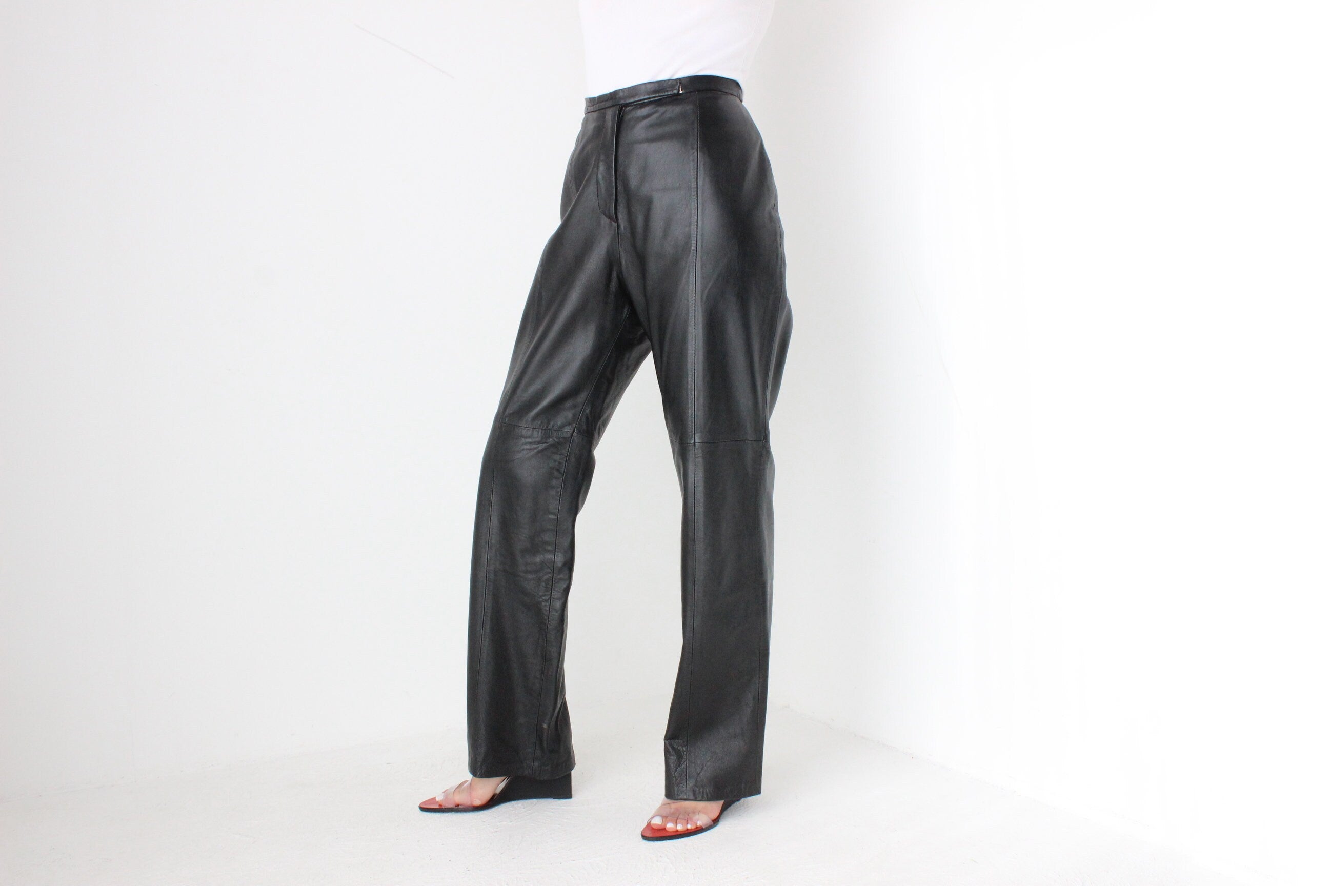 Y2K Softest Lambskin Leather Relaxed Bootcut Pants