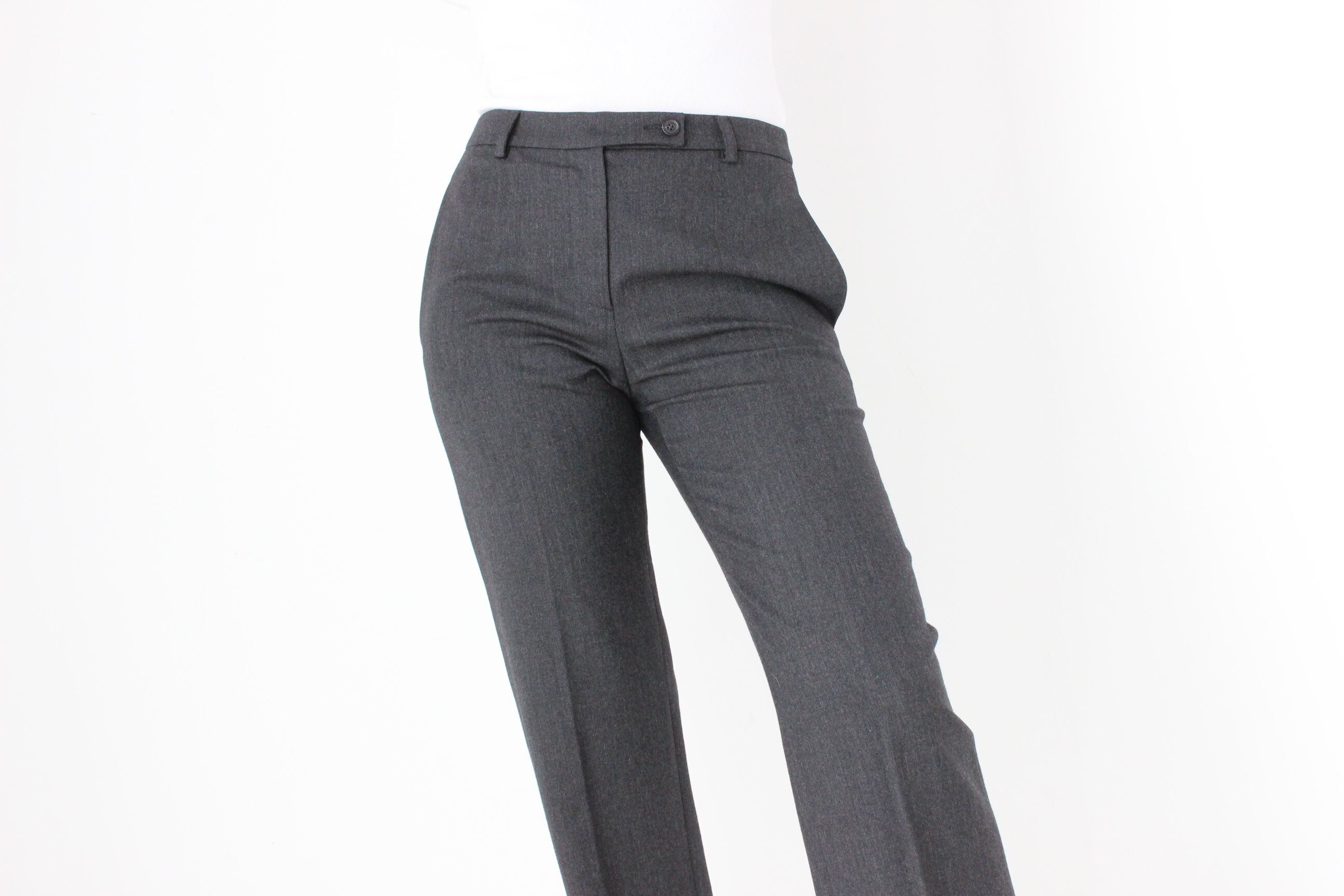 BALLETCORE 90s PRADA Grey Wool Tailored Trousers