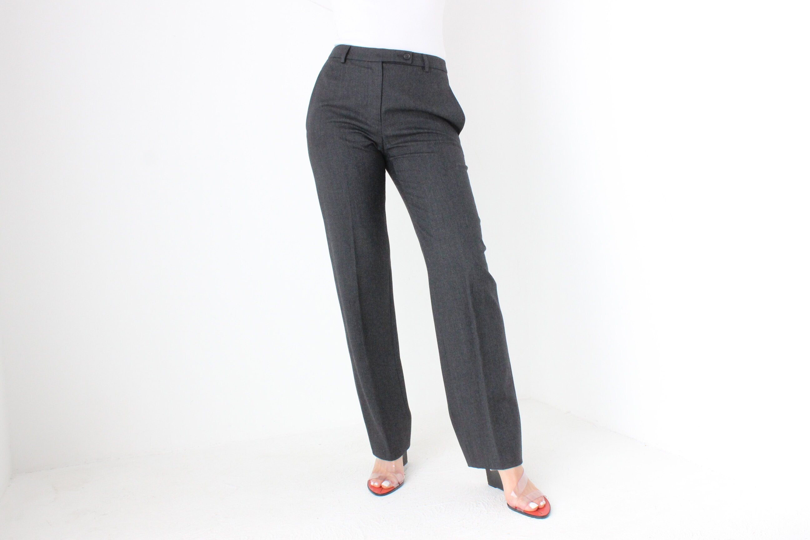 BALLETCORE 90s PRADA Grey Wool Tailored Trousers