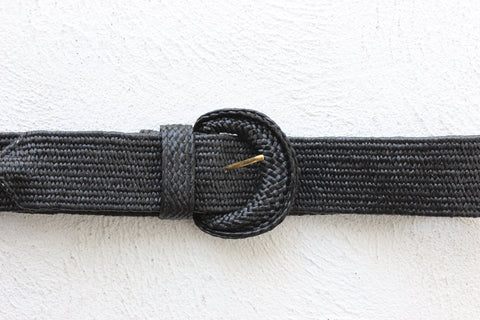 2000s Stretchy Black Minimal Thick Woven Belt