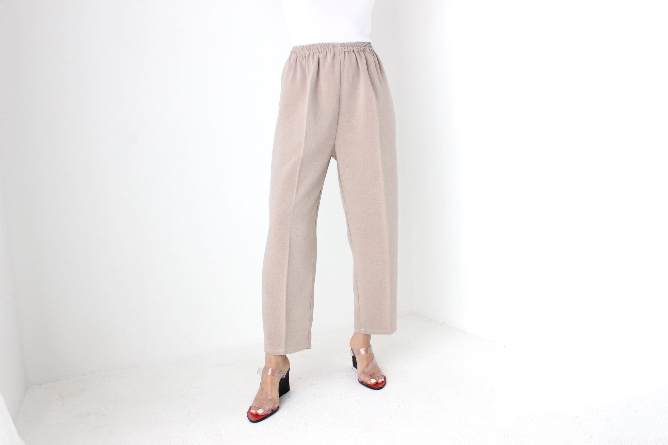 80s Neutral & Minimal Relaxed Stretch Waist Trousers