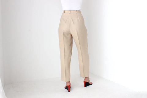 90s Beige High Waist Tapered Relaxed Trousers