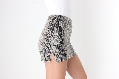 Y2K Low Rise Snakeskin Stretch Micro Mini Skirt