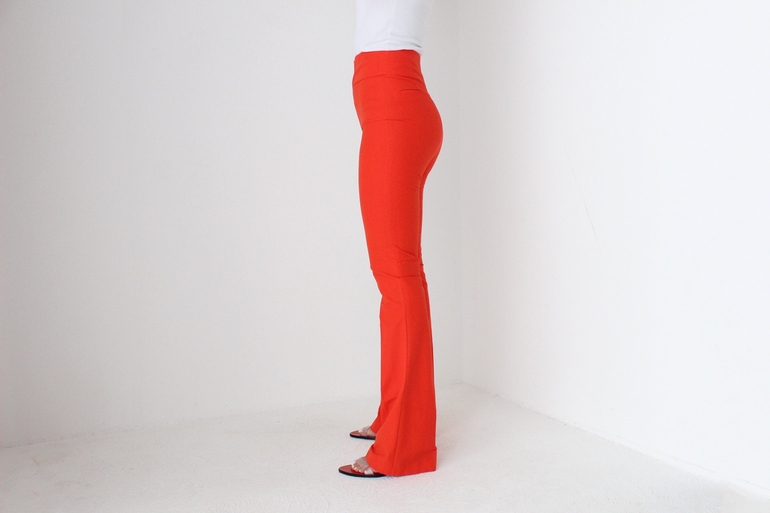 Y2K Vibrant Near-Neon Stretch Bootcut Flared Trousers