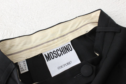 90s Moschino Couture Pure Wool High Waist Tuxedo Pants