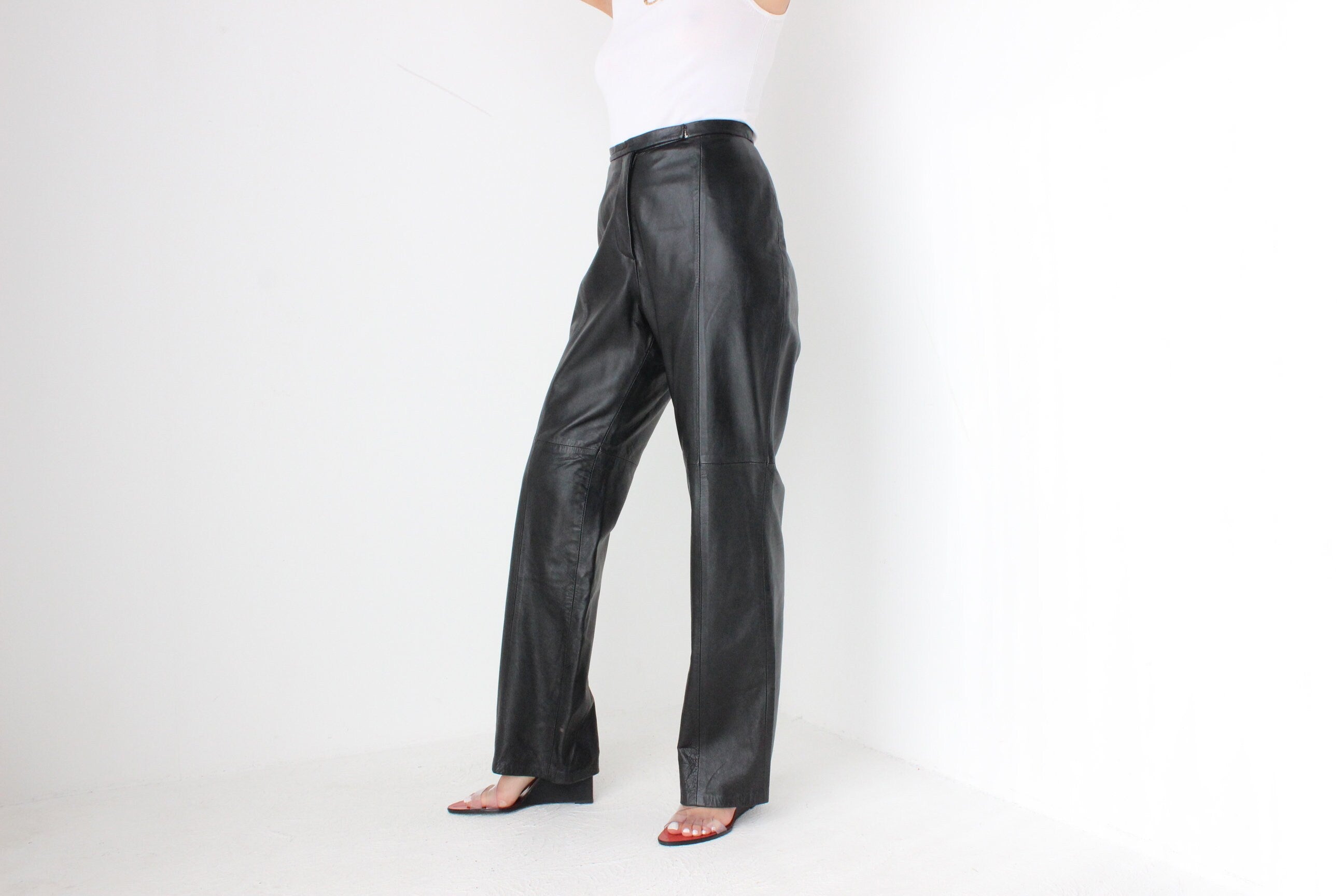Y2K Softest Lambskin Leather Relaxed Bootcut Pants