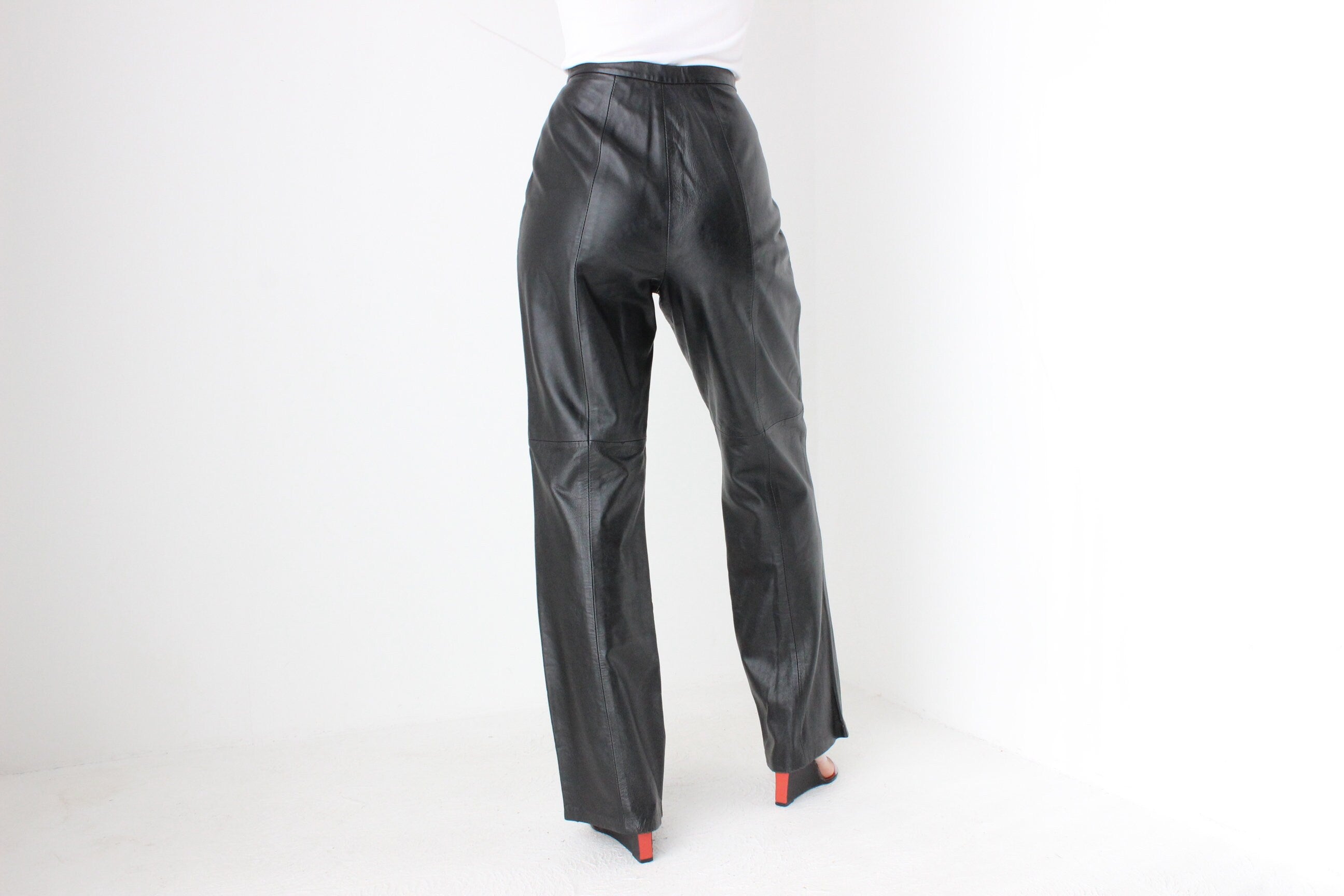 Y2K Softest Lambskin Leather Relaxed Bootcut Pants