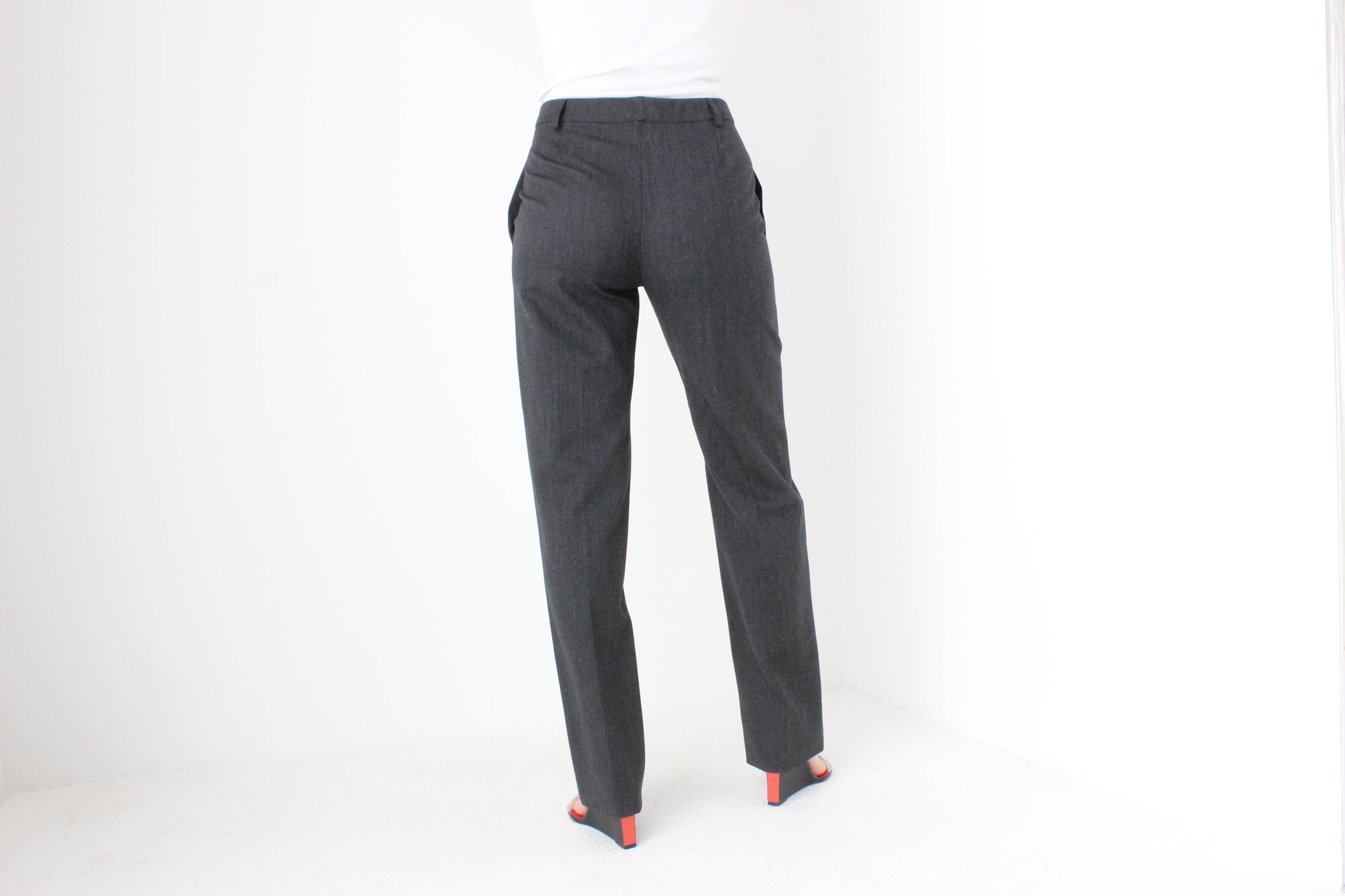 BALLETCORE 90s PRADA Grey Wool Tailored Trousers