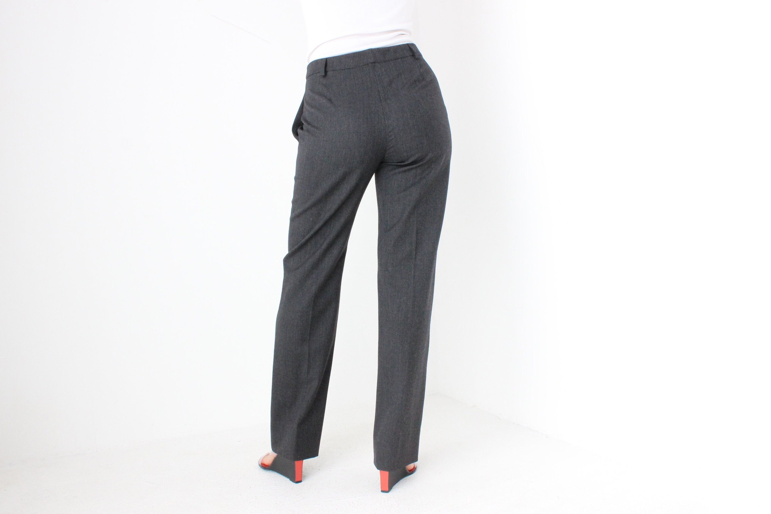 BALLETCORE 90s PRADA Grey Wool Tailored Trousers