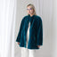 80s PURE SILK VELVET Quilted Puffer Coat in Teal