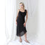 Y2K PURE SILK Black Beaded Chiffon Asymmetric Cocktail Dress