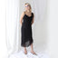 Y2K PURE SILK Black Beaded Chiffon Asymmetric Cocktail Dress