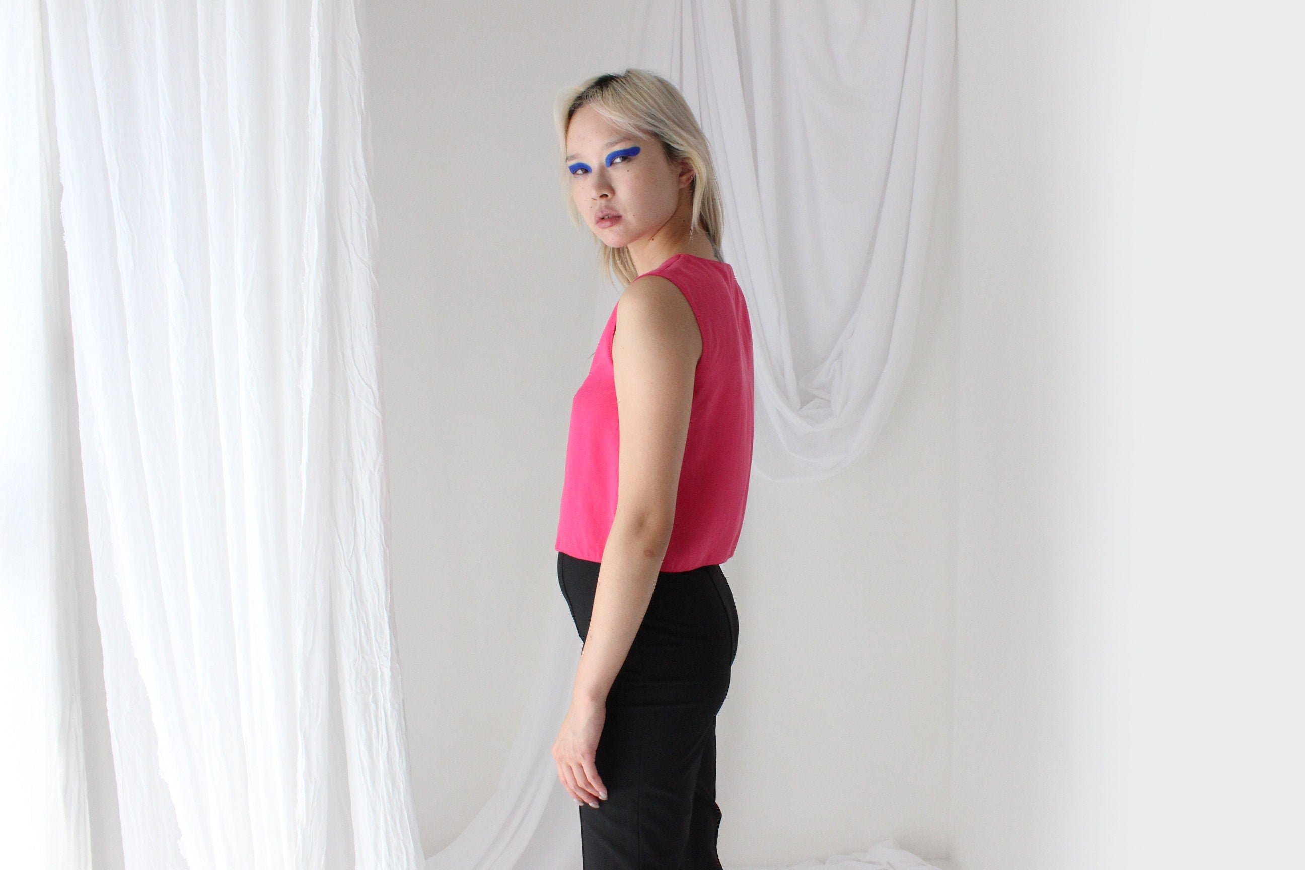 90s Bubblegum Silk Waistcoat Vest Crop Top