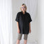 80s PURE SILK Ink Black Oversized Shirt