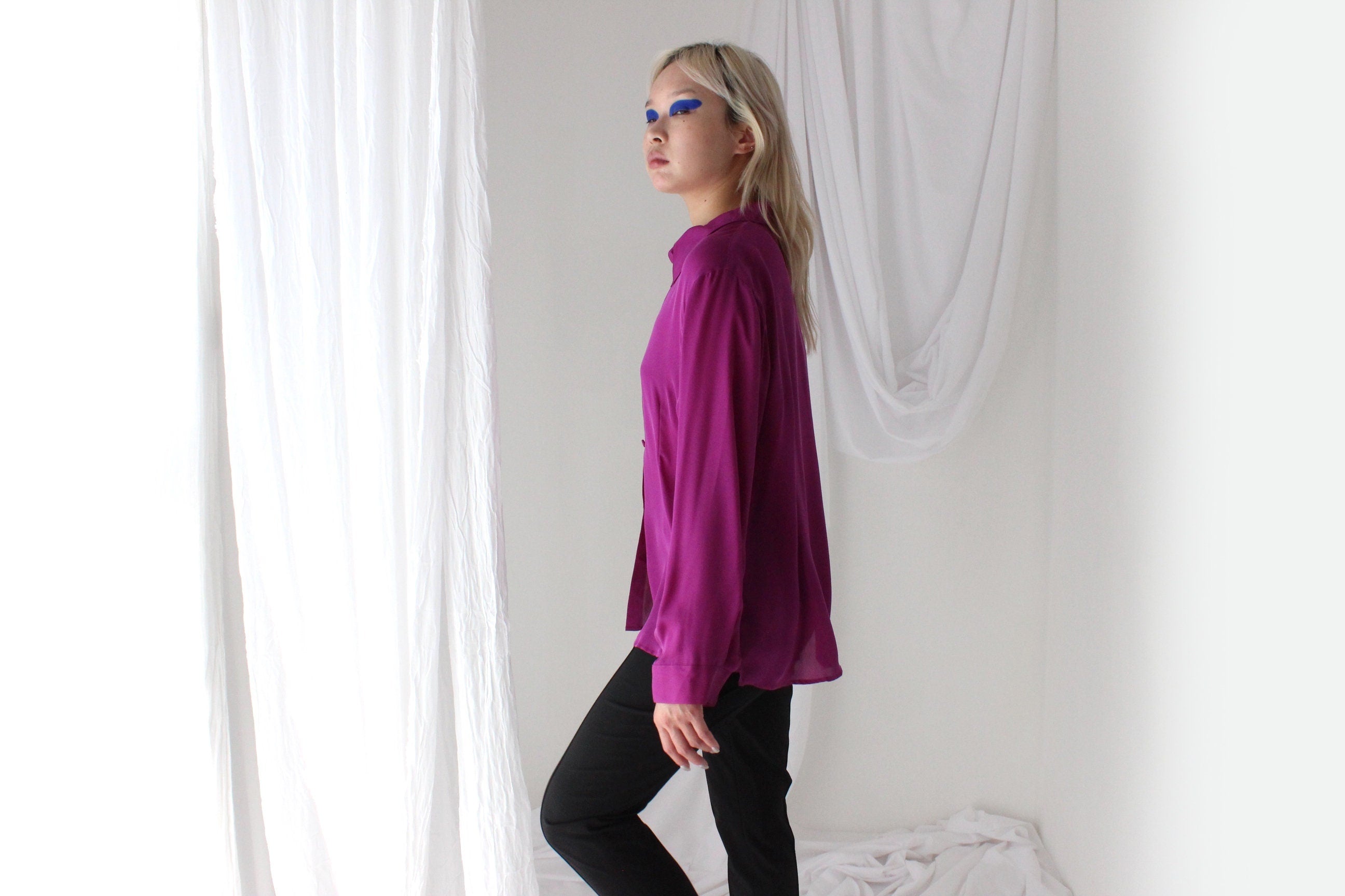 Luxury 80s Silk Crêpe De Chine Blouse