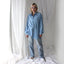Heavenly 90s Pure Fuji Silk Sky Blue Oversized Shirt