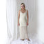 90s PURE SILK VELVET Cream Floral Burnout Bias Cut Gown