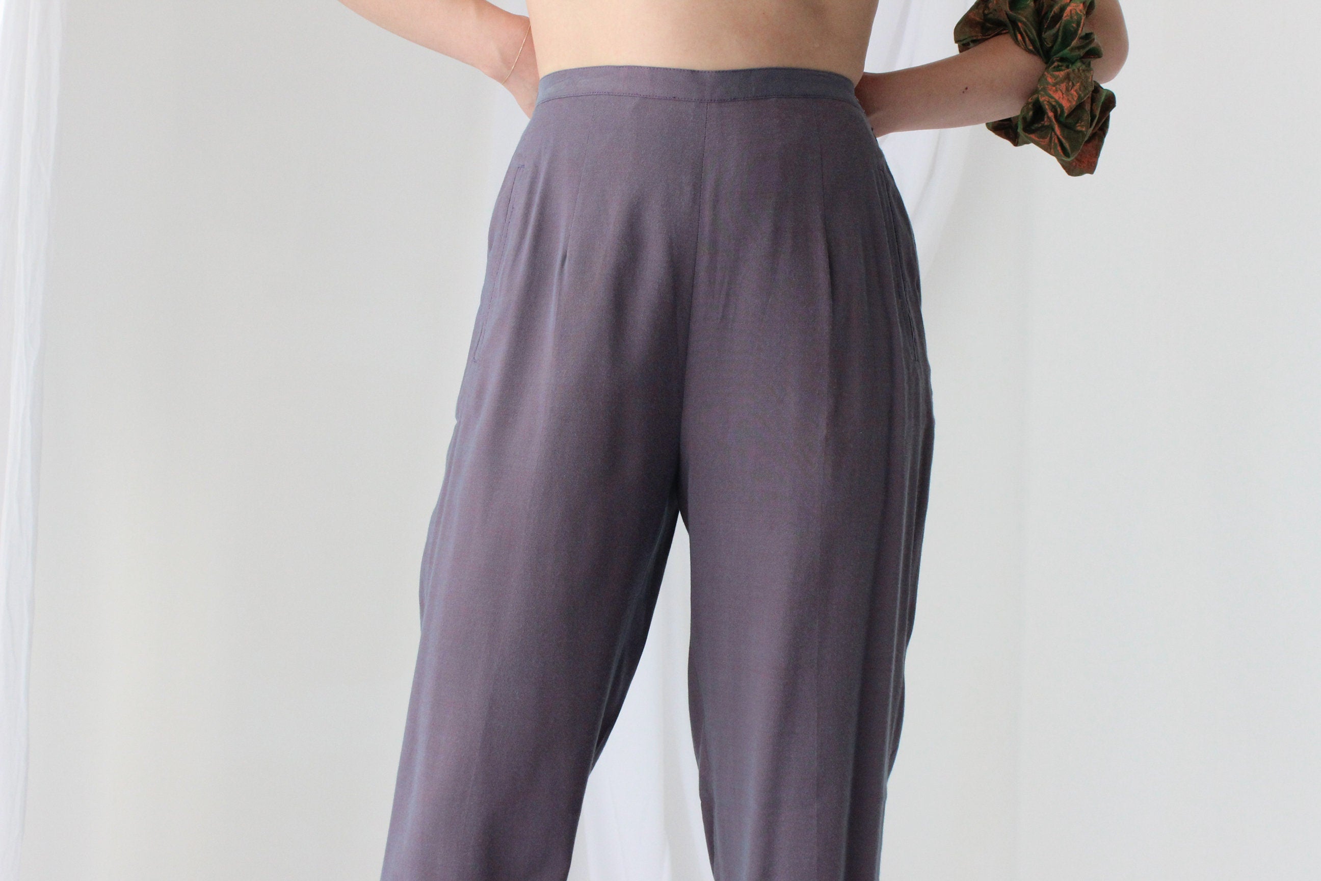 90s SILK/COTTON Holographic High Waist Trousers