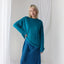 Luxury 80s PURE SILK JERSEY Minimal Slouch Top in Teal