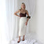80s Ivory Silk Minimal High Waist Pencil Skirt