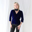Romantic 90s SILK VELVET Deep Blue V Neck Bias Cut Top