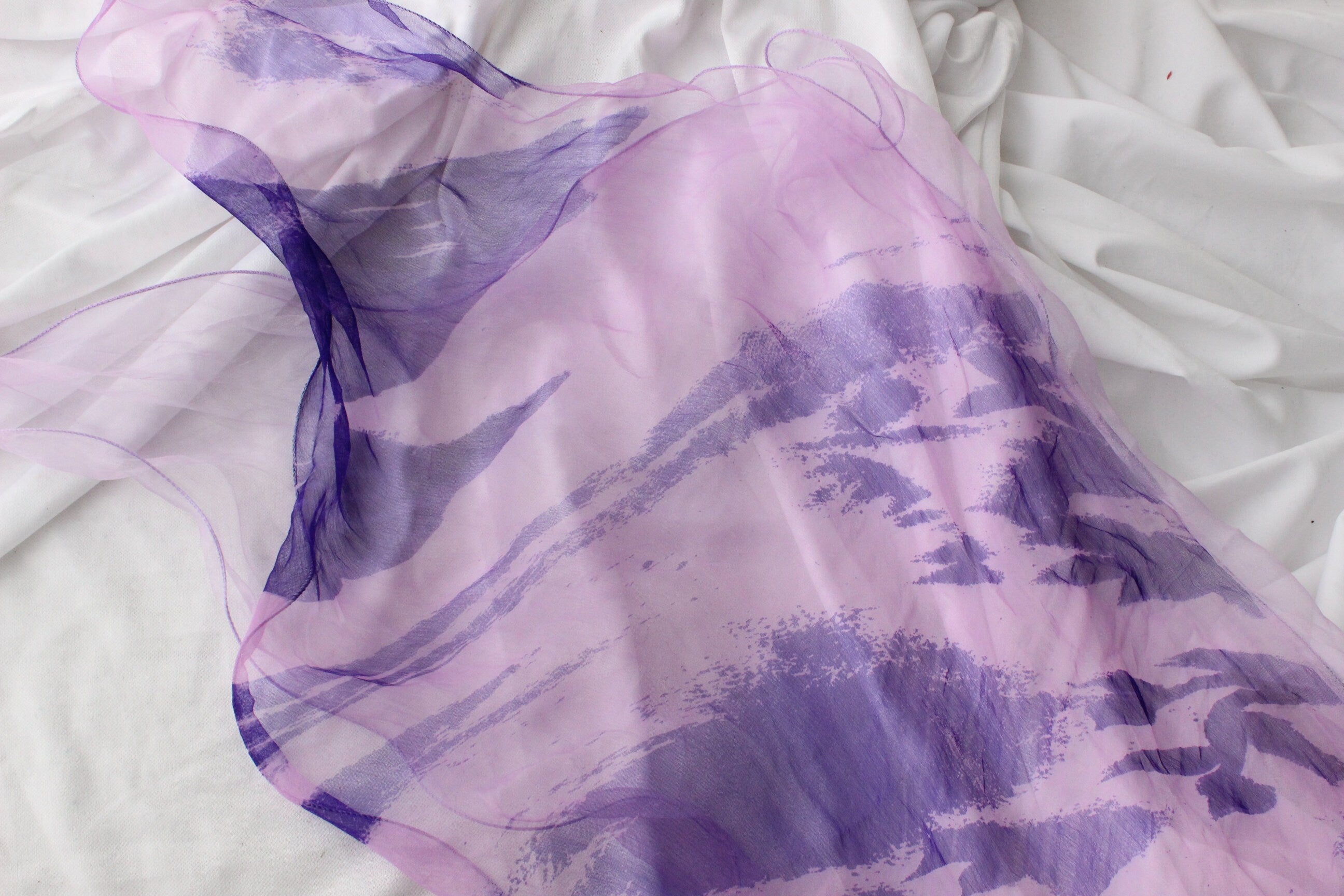 Y2K Pure Silk Chiffon Experimental Scarf Top