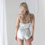 80s Silver Silk Embroidered Teddy Lingerie Pyjama Playsuit