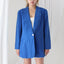 80s Pure Silk Cobalt Blue Boxy Suit Blazer / Mini