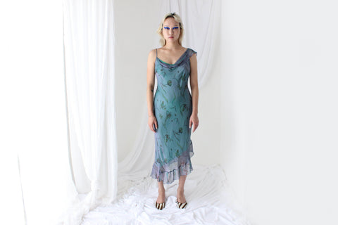 Y2K PURE SILK Shimmer Asymmetric Carrie Dress