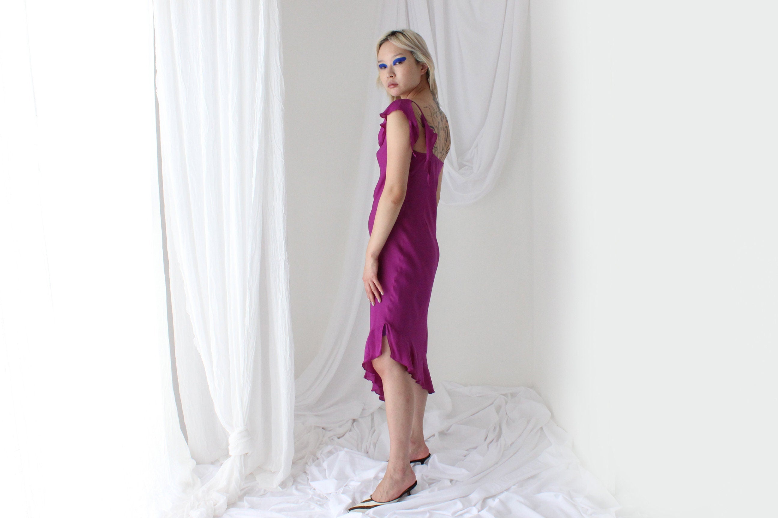 Stunning Y2K PURE SILK Asymmetric Cocktail Dress