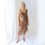Y2K Caramel Silk Floral Asymmetric Carrie Dress