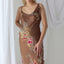 Y2K Caramel Silk Floral Asymmetric Carrie Dress