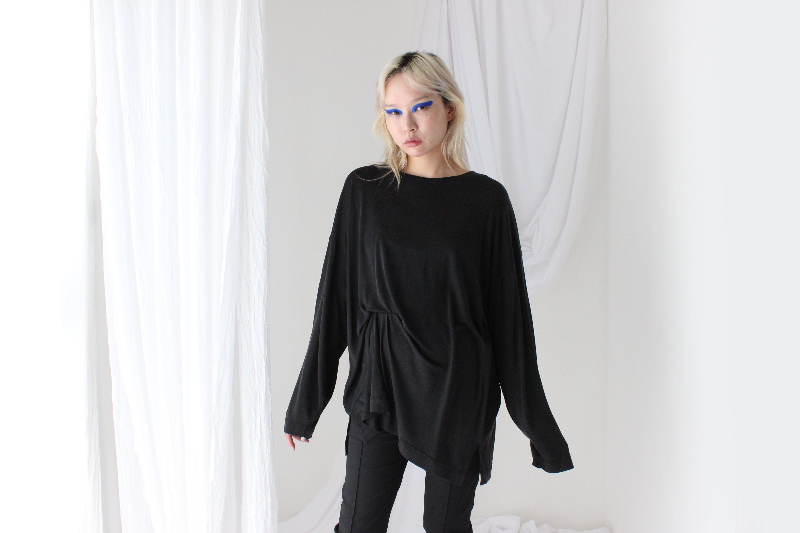 90s Luscious PURE SILK Jersey Weave Oversized Top / Dress