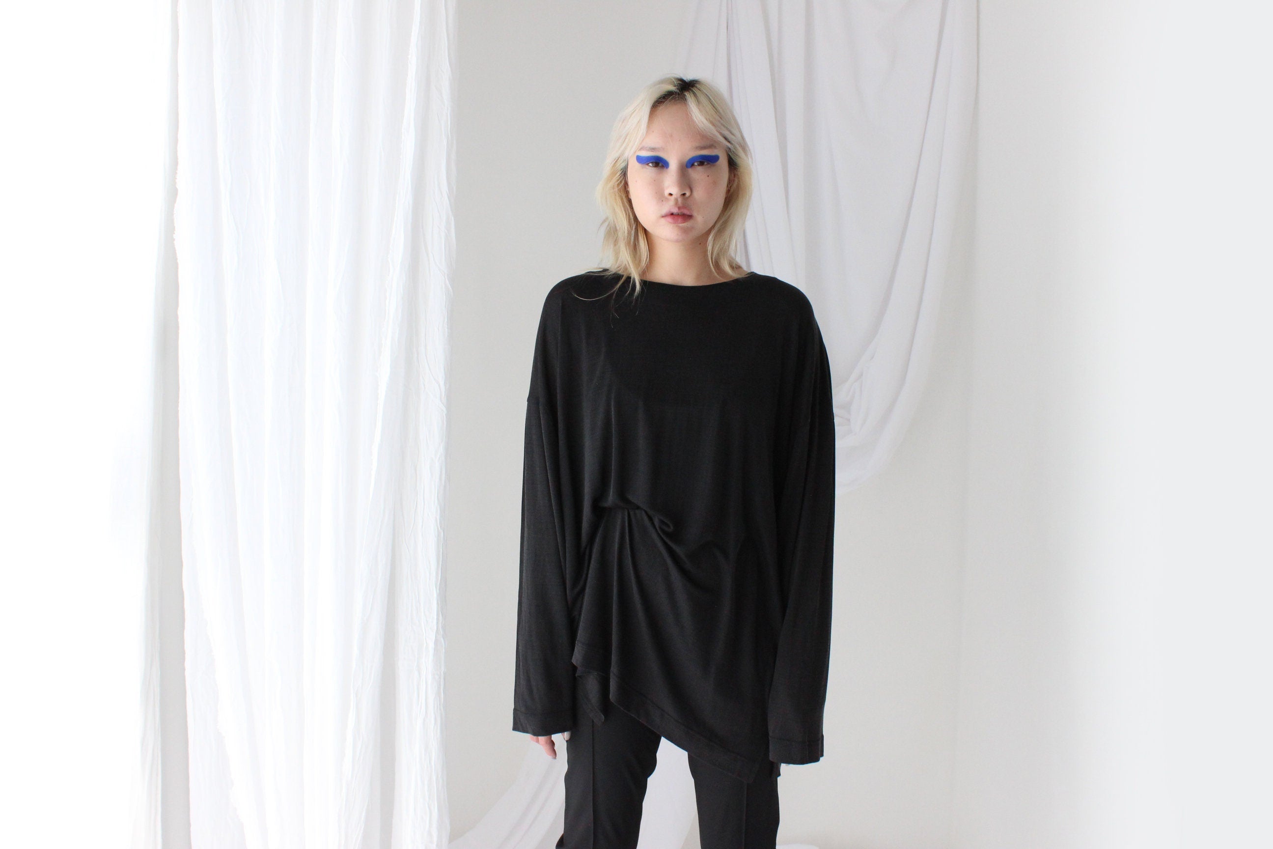 90s Luscious PURE SILK Jersey Weave Oversized Top / Dress