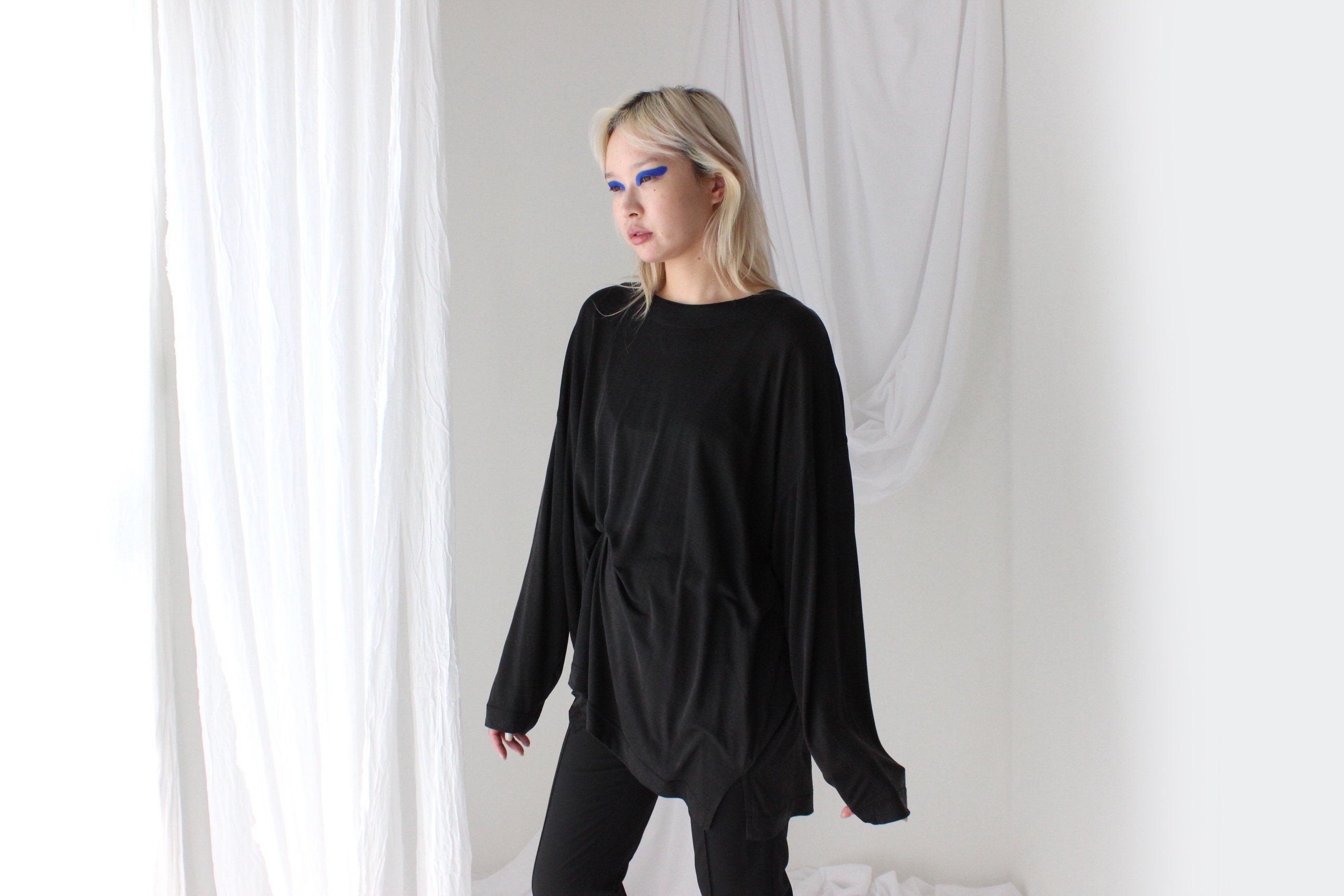 90s Luscious PURE SILK Jersey Weave Oversized Top / Dress