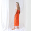 90s Pure Silk Bias Cut Slip Dress in Tangerine