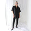 80s PURE SILK Ink Black Oversized Shirt