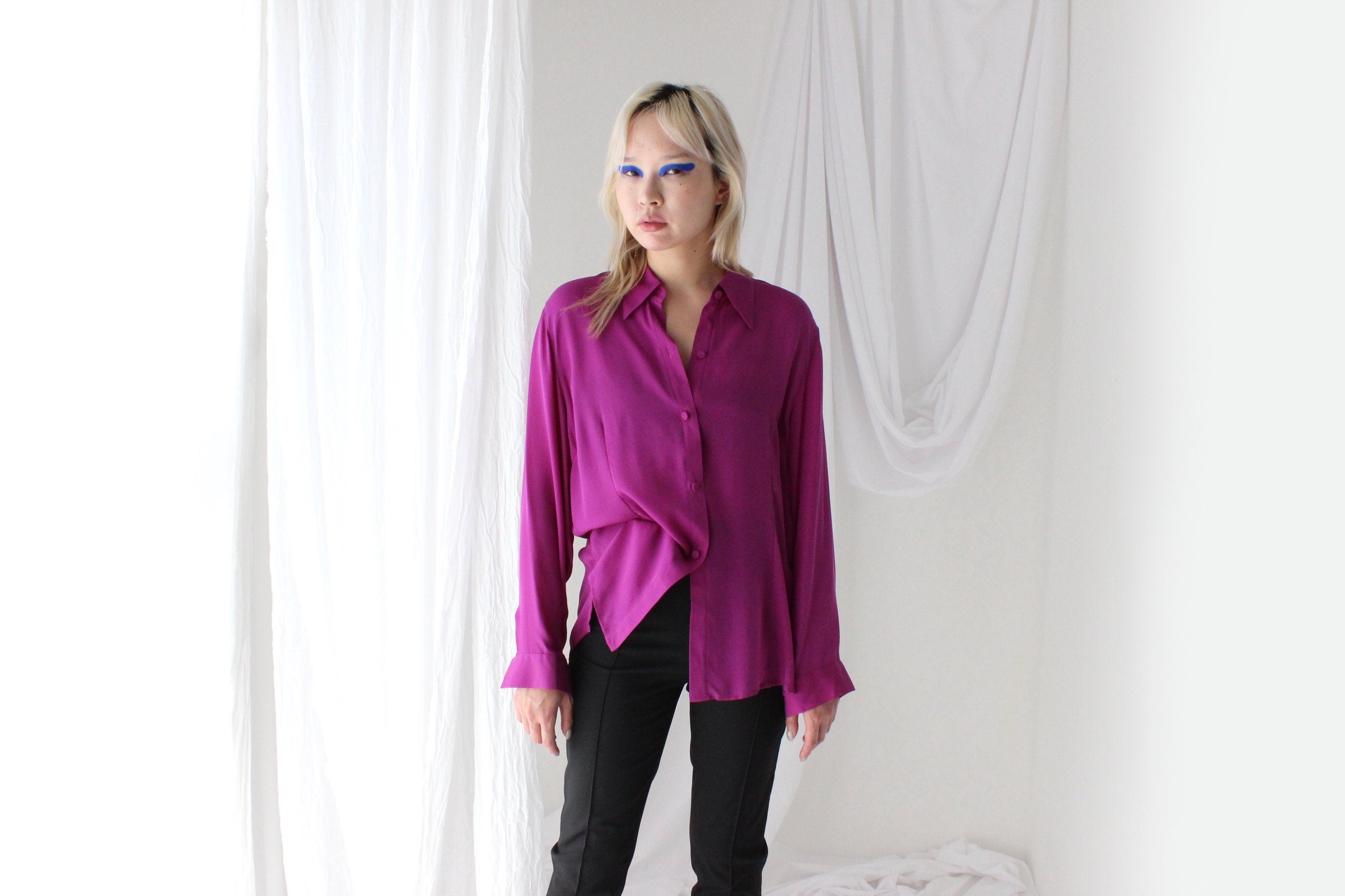 Luxury 80s Silk Crêpe De Chine Blouse