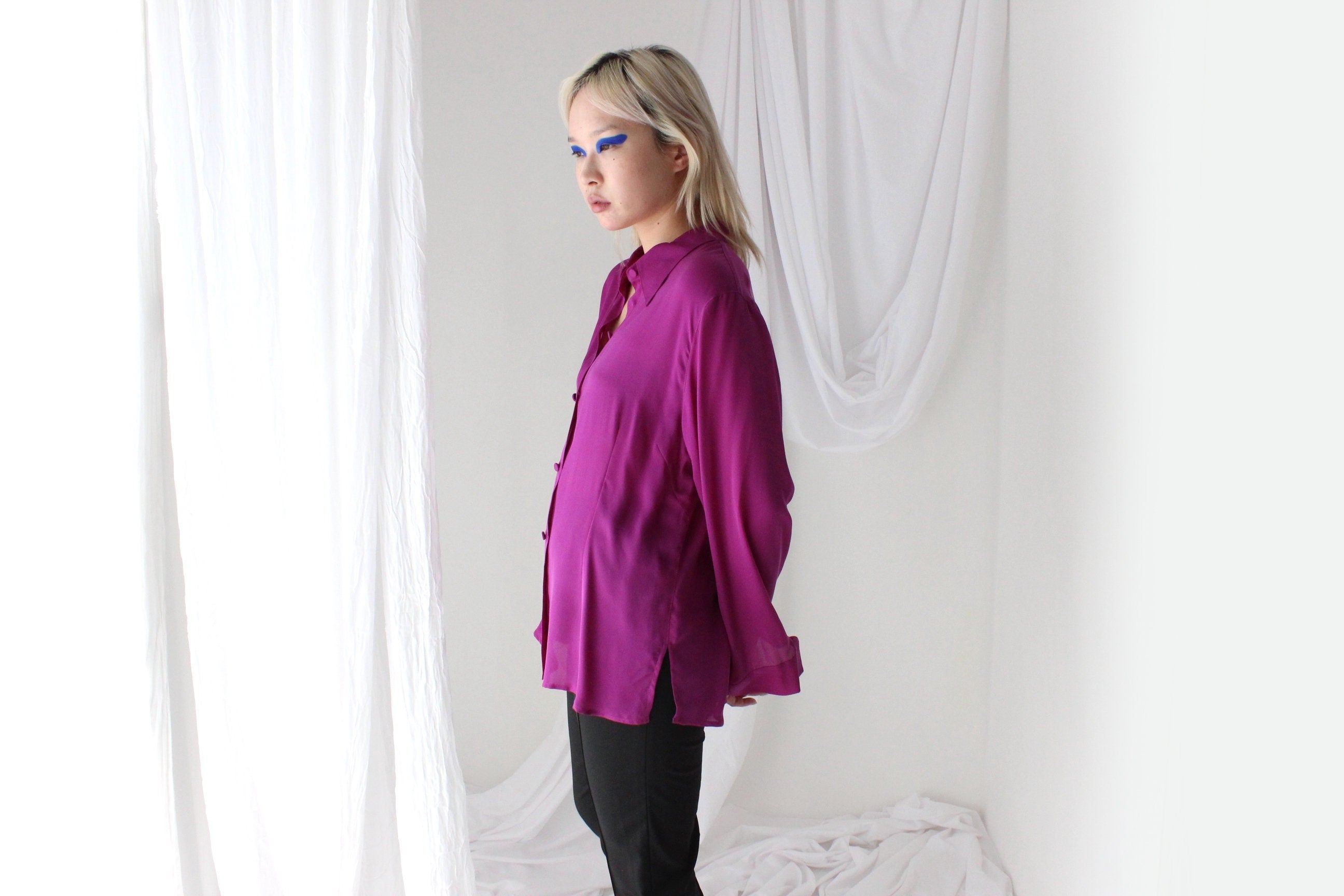 Luxury 80s Silk Crêpe De Chine Blouse