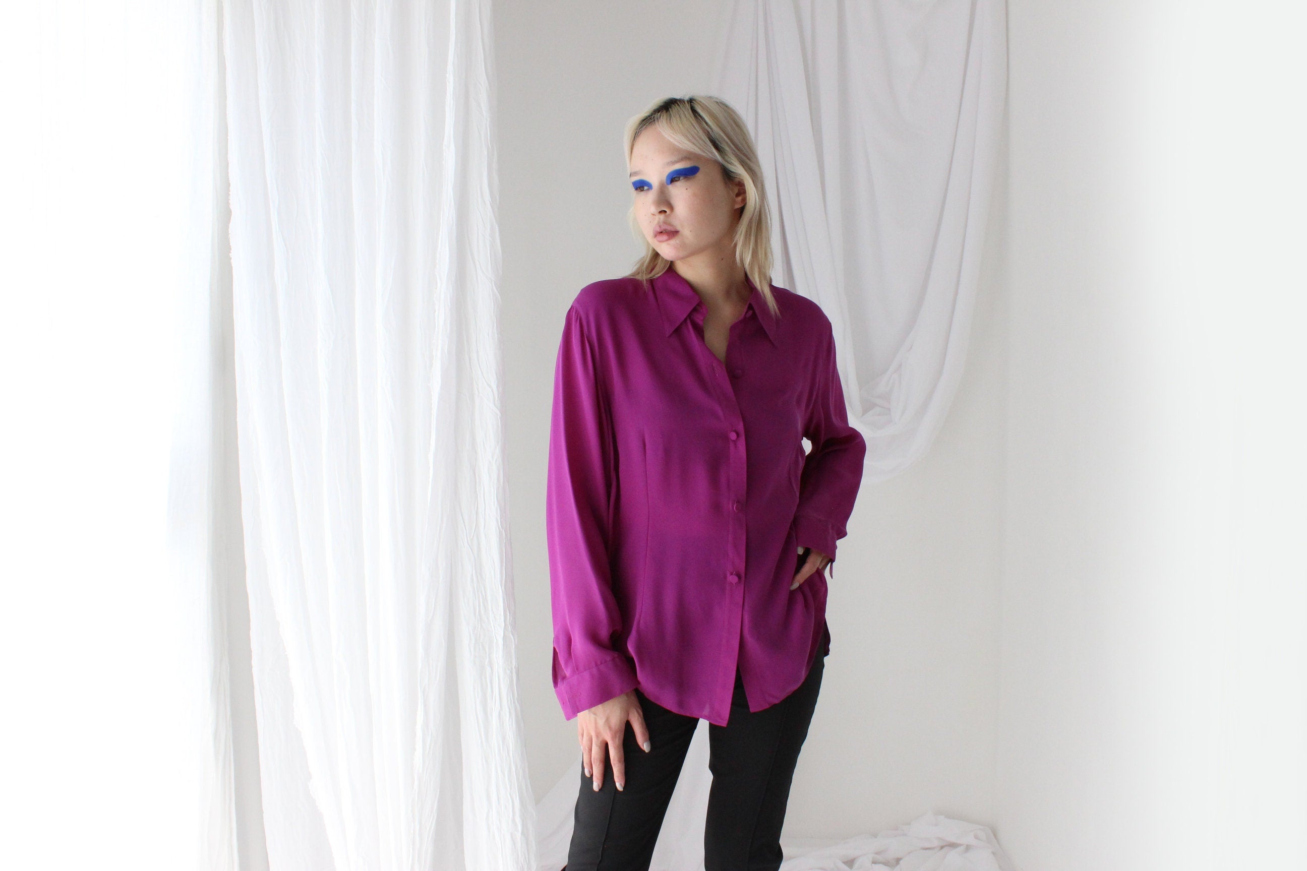 Luxury 80s Silk Crêpe De Chine Blouse