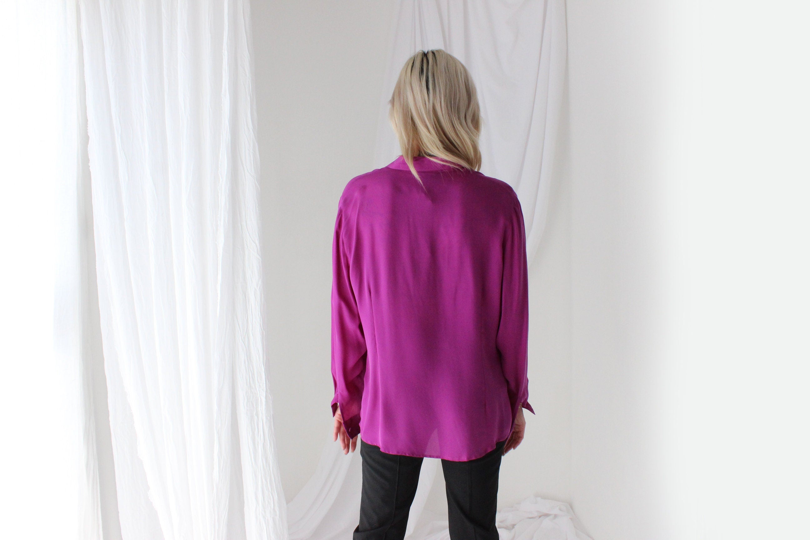 Luxury 80s Silk Crêpe De Chine Blouse