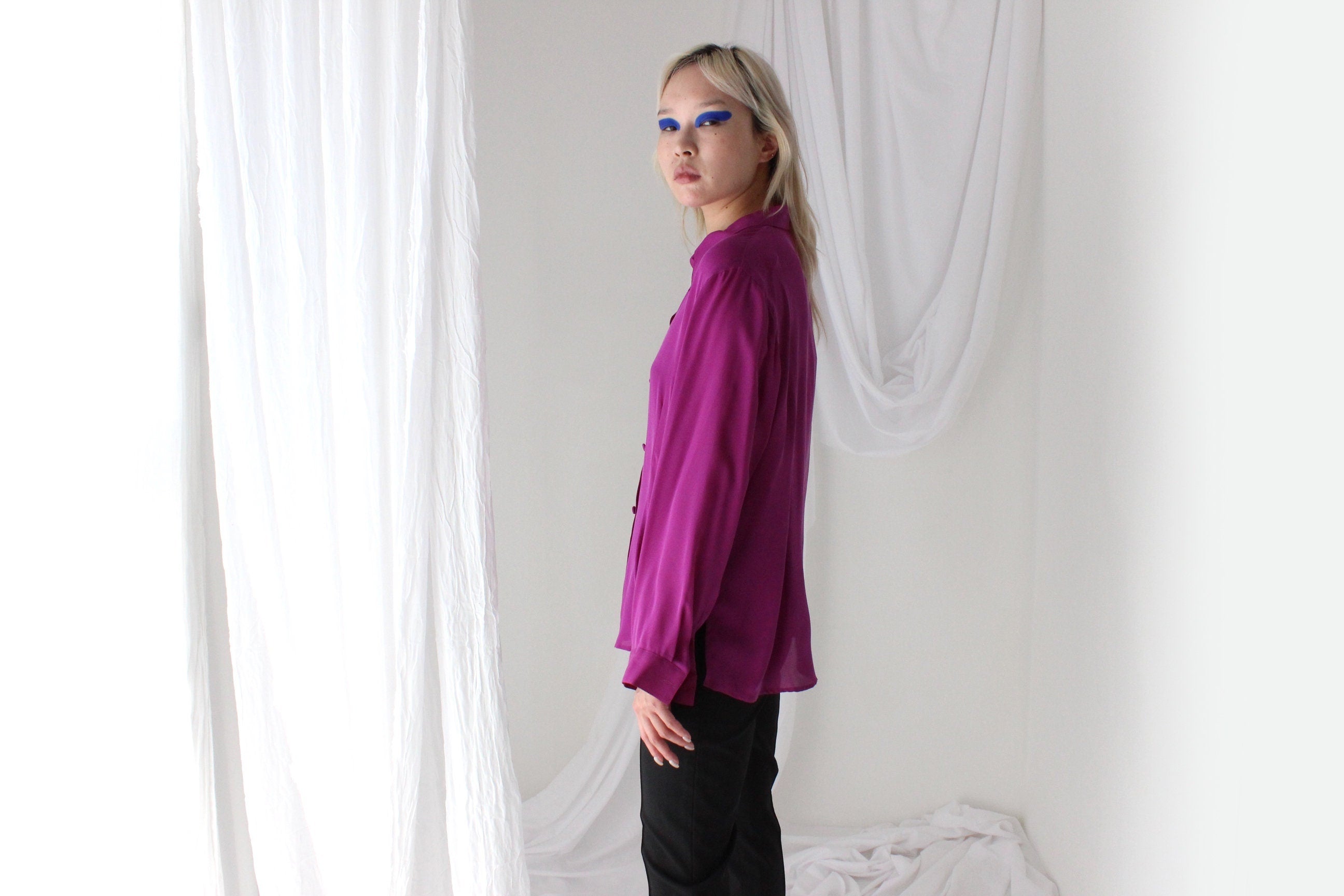 Luxury 80s Silk Crêpe De Chine Blouse