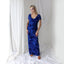 90s PURE SILK VELVET Cobalt Blue Floral Burnout Bias Cut Gown