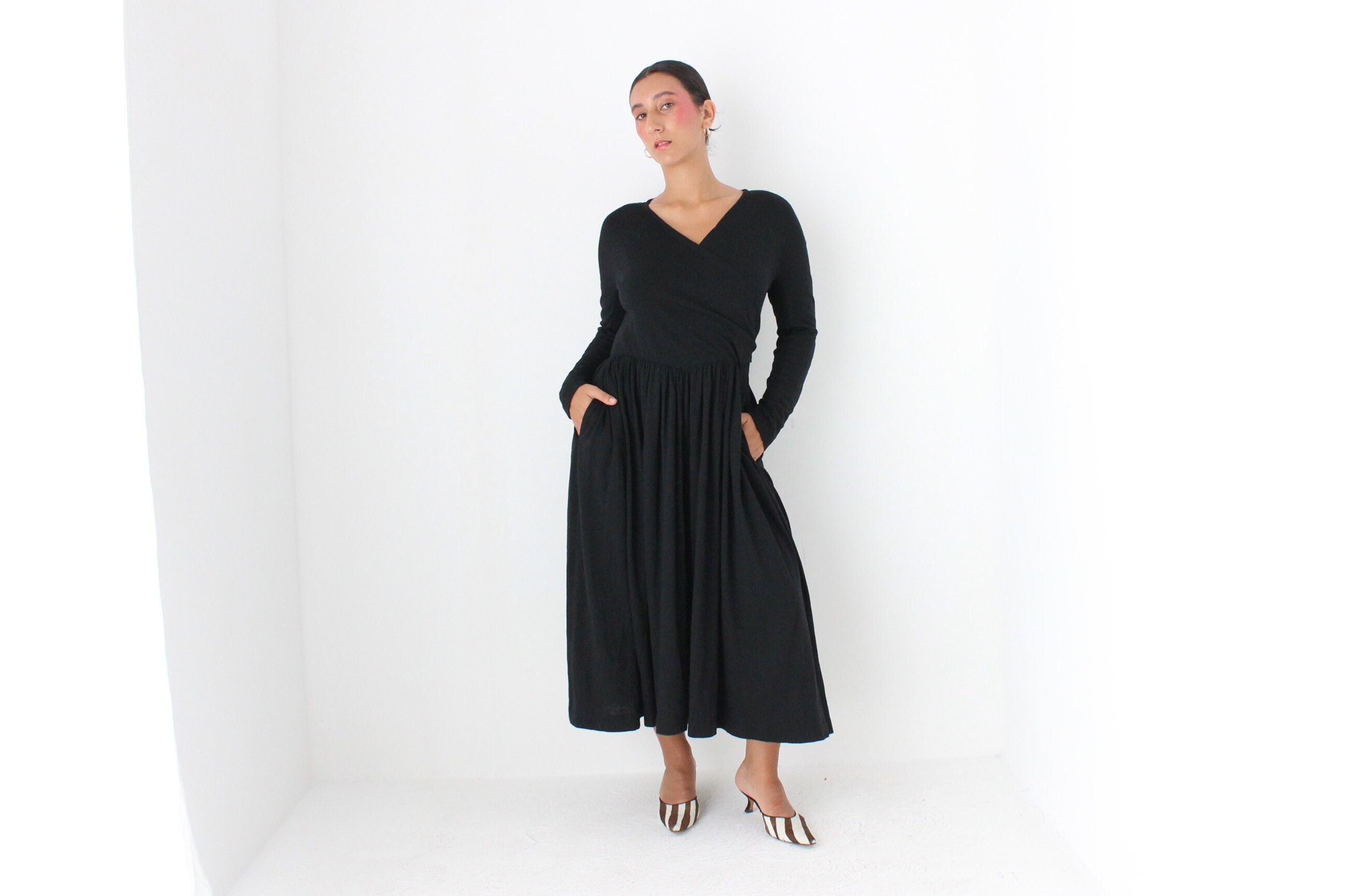 80s Sonia Rykiel Wool & Angora Knit Wrap Dress