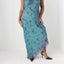 Y2K PURE SILK Teal Shimmer Ruffle Dress