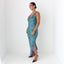 Y2K PURE SILK Teal Shimmer Ruffle Dress
