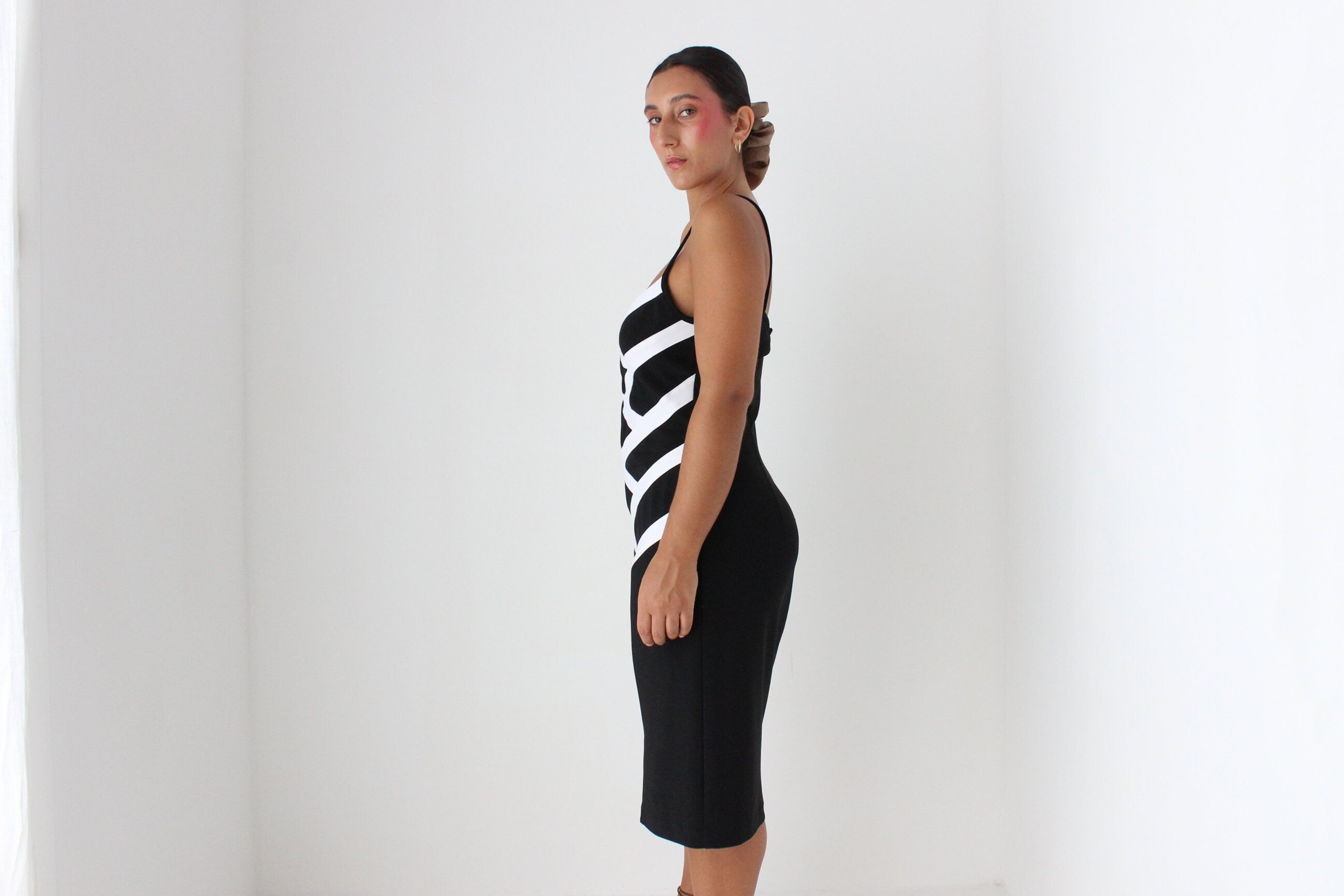 80s Bold Monochrome Bodycon Dress